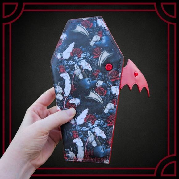 Coffin Wallet Plague Doctor Roses Rats Bifold Vinyl Halloween Goth Scene Emo Alt - Picture 2 of 7